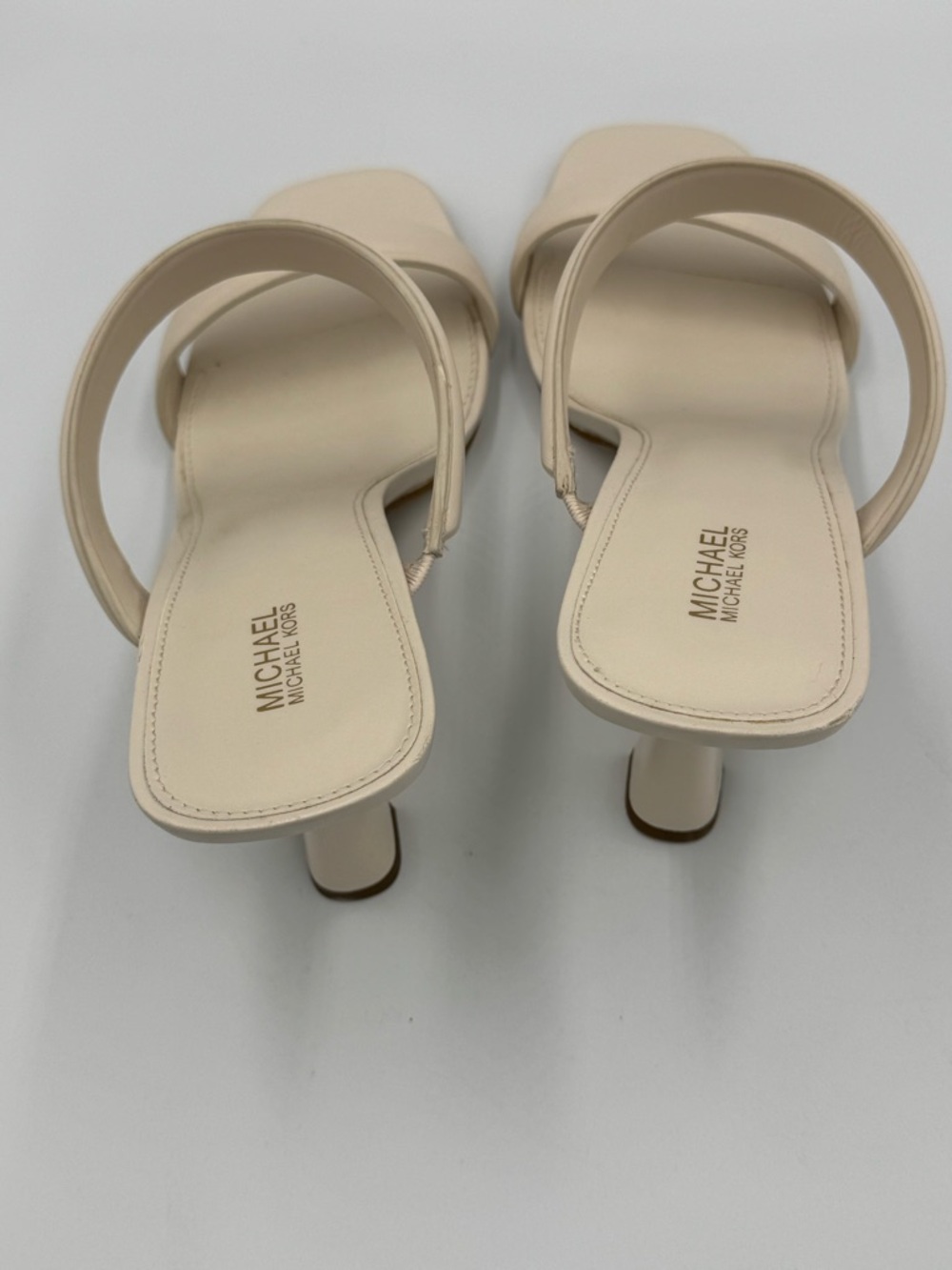 Michael Kors Strappy Slide Heels Nude Minimal Sandals Womens 9.5 M - Picture 6 of 7
